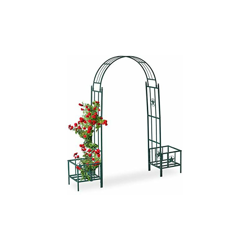 Relaxdays Arco per Rose con Fioriere, in Metallo, Resistente alle Intemperie, da Giardino, HLP 226 x 204 x 43 cm, Verde Scuro precio