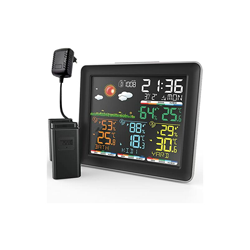 BILIPALA Stazione meteo con 3 sensori esterni, radio, display digitale a colori, orologio radio DCF, per interni ed esterni, termometro, igrometro e en oferta