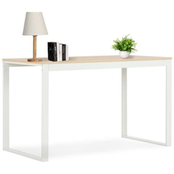 Scrivania Per Computer Bianco E Rovere 120x60x73 Cm en oferta