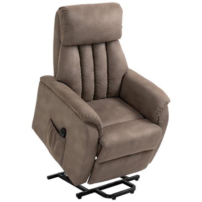 Poltrona Relax Elettrica Alzapersona Con Telecomando, Reclinabile 150° In Tessuto Marrone