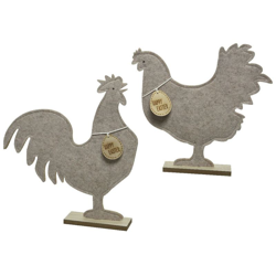 Decorazione Gallo In Feltro Su Stand 51,2X6,2X24Cm Grigio Modello Assortito características