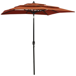 vidaXL Ombrellone a 3 Livelli con Palo in Alluminio Terracotta 2x2 m en oferta