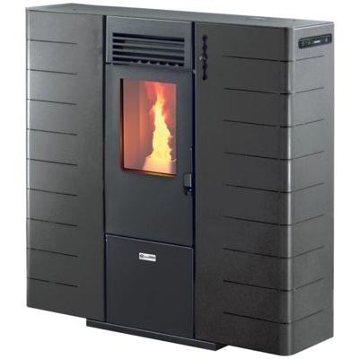stufa a pellet canalizzata salvaspazio "slim 10" grigio puntinato - canadian stove.