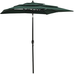 vidaXL Ombrellone a 3 Livelli con Palo in Alluminio Verde 2x2 m en oferta