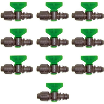 Berardi 10x Mini Valvola Innesto+Tape 17 mm, Derivazione con Guarnizione+Tape, Ghiera Filettata, irrigazione Made in Italy|
