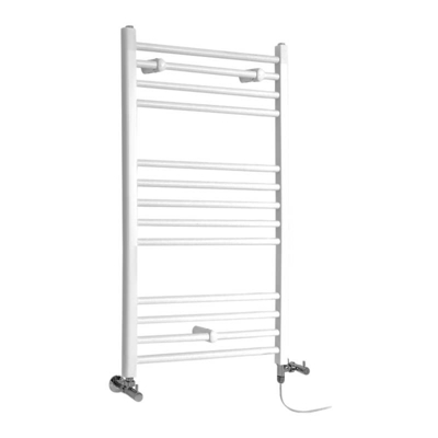 Hudson Reed Ive Scaldasalviette Misto Piatto Moderno - Termoarredo Bagno a Scaletta Bianco - Design Elettrico & Idraulico - 486W - 1000 x 500mm