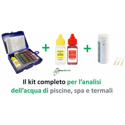 Kit Completo "Easy Life" Test Analisi Acqua Piscina, Spa, Acque Termali|1 x Test Professionale Cloro Libero, Bromo e Ph, 1 x OMAGGIO Ricariche Test,