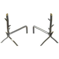 Cruccolini - Coppia di alari ferro battuto natura cm19x35x37 camino caminetto fuoco en oferta