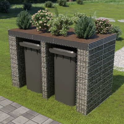 YOUTHUP Gabbione in Acciaio Zincato per Bidoni 190x100x130 cm - Argento