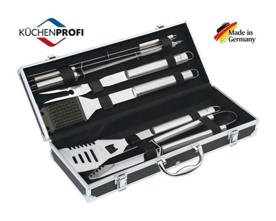 Set Di Attrezzi Accessori X Barbecue 8 Pz In Acciaio Inox "Kuchenprofi" Germany