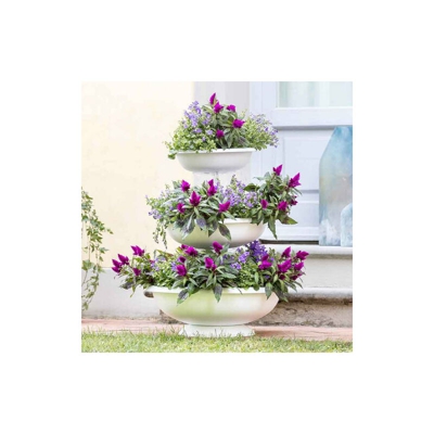 Fioriere in resina per esterno in kit da 3 ciotole a fontana Ø 50 x 64 h - Grigio