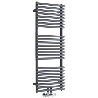 Hudson Reed Magera Scaldasalviette Moderno di Design Verticale - Termoarredo Bagno con Attacchi Centrali - Acciaio Antracite - 333W - 1065 x 400mm