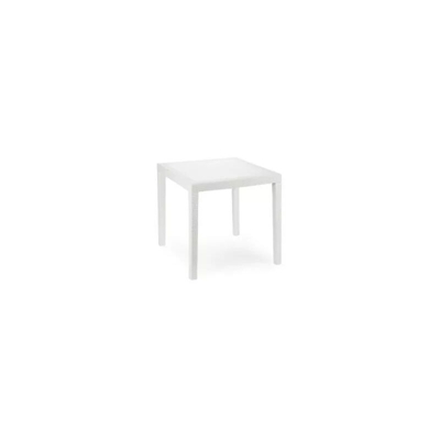 Tavolo da giardino in plastica quadrato effetto rattan 79x79x72h cm King - bianco