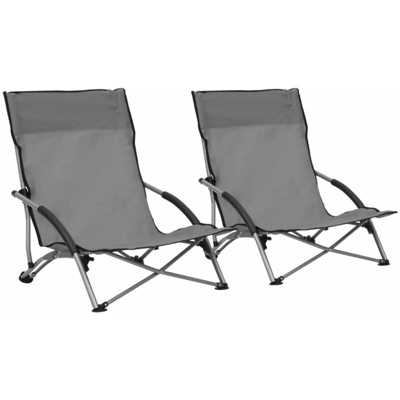vidaXL Sedie da Spiaggia Pieghevoli 2 pz in Tessuto Grigio - Grigio