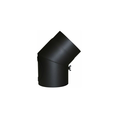 Kamino-Flam Tubo a gomito per stufa angolo 45Â°, tubo fumo con sportello, forno tubo Senotherm Ã 120 mm, testato secondo la norma EN 1856-2, nero