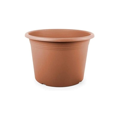 Vaso per piante e fiori in plastica rotondo, cilindro color terracotta Tomaino Ø20