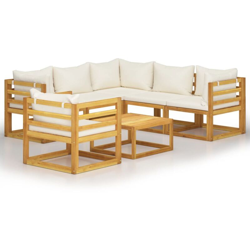 vidaXL Set Divani da Giardino 7 pz con Cuscini Crema Massello Acacia - crema características