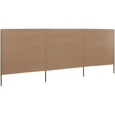 vidaXL Paravento a 3 Pannelli in Tessuto 400x120cm Grigio Talpa - Marrone