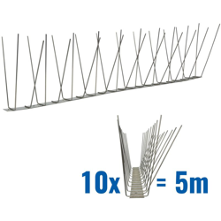 5 metri Dissuasori di picchi anti-piccione V2A-Standard con base di acciaio inossidabile - 3-striscia di Picchi antipiccione la soluzione di qualità en oferta
