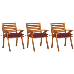 vidaXL Sedie da Pranzo da Giardino con Cuscini 3 pz Massello di Acacia - Marrone características