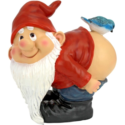 QM22997 Statua Loonie Moonie Nudo Glutei Garden Gnome, Multicolore - Design Toscano