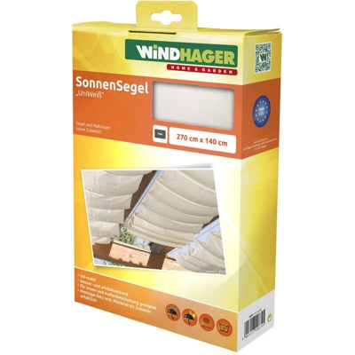Windhager Tenda Vela Parasole per tendicorda, Protezione Solare, pergola o Giardino d'inverno, 270 x 140 cm, Bianco, 10874