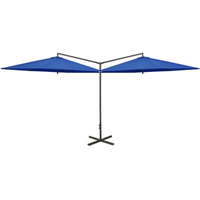 vidaXL Ombrellone Doppio con Palo in Acciaio Azzurro 600 cm - Blu