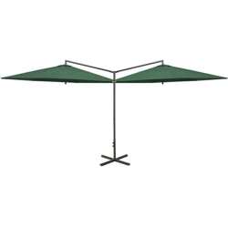 vidaXL Ombrellone Doppio con Palo in Acciaio Verde 600 cm - Verde características