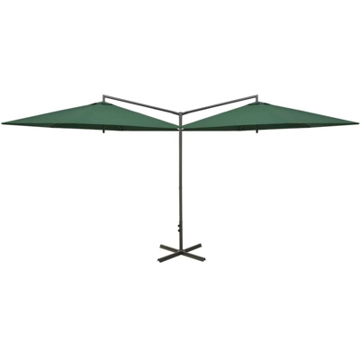 vidaXL Ombrellone Doppio con Palo in Acciaio Verde 600 cm - Verde