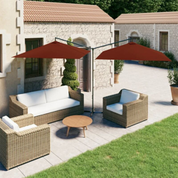 vidaXL Ombrellone Doppio con Palo in Acciaio Terracotta 600x300 cm en oferta