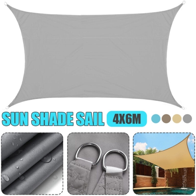 400x600CM Tende da sole a vela per esterni rettangolari con ombrellone impermeabile per patio da giardino (grigio chiaro)