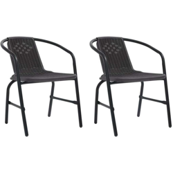 vidaXL Sedie da Giardino 2 pz Nere Plastica Stile Rattan Acciaio 110kg - Nero características