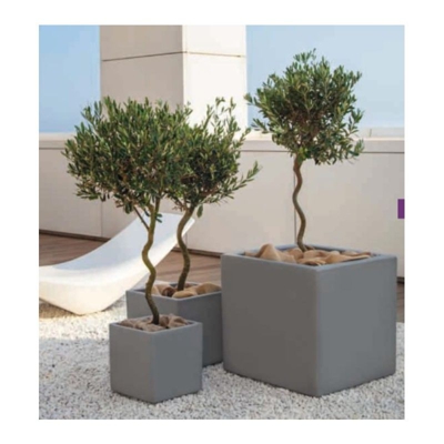 Vaso Cubo Liscio mod. Viareggio- Mis. 50 cm - col. Antracite -Linea Vasar by Telcom