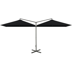 vidaXL Ombrellone Doppio con Palo in Acciaio Nero 600x300 cm - Nero en oferta