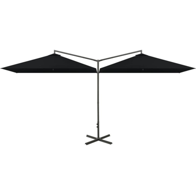 vidaXL Ombrellone Doppio con Palo in Acciaio Nero 600x300 cm - Nero