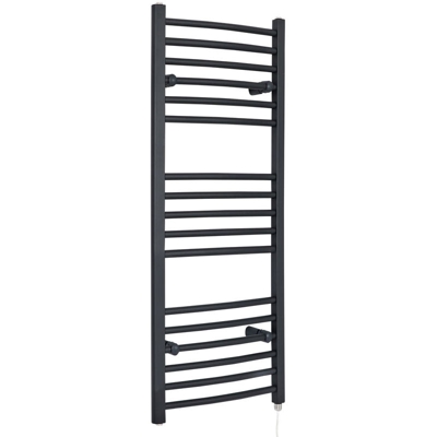 Hudson Reed Artle Scaldasalviette Elettrico Curvo di Design Verticale - Termoarredo Bagno a Scaletta Moderno - Acciaio Antracite - 600W - 1200 x 500mm