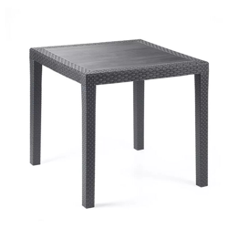 Tavolo da giardino in plastica quadrato effetto rattan 79x79x72h cm King - antracite en oferta