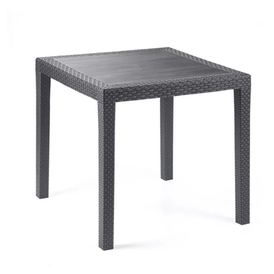 Tavolo da giardino in plastica quadrato effetto rattan 79x79x72h cm King - antracite