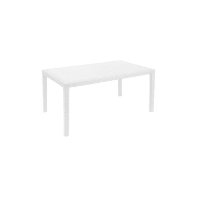 Tavolo da giardino in plastica rettangolare effetto rattan 154x79x72h Prince - Bianco