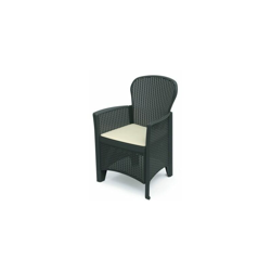 Poltrona da giardino in plastica effetto rattan con cuscino - Folia - Antracite en oferta