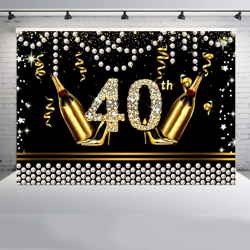 40 compleanno fotografia sfondo nero oro foto sfondo decorazioni per feste puntelli 200x150 cm precio