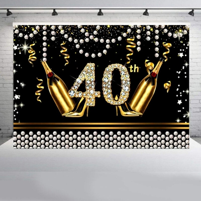 40 compleanno fotografia sfondo nero oro foto sfondo decorazioni per feste puntelli 200x150 cm