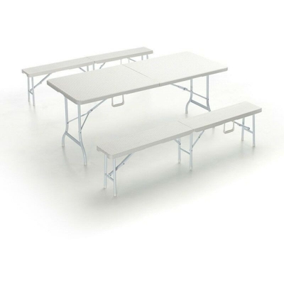 Set Picnic richiudibile in ferro e resina colore bianco