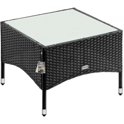 Tavolino in polyrattan nero/grigio beige con piano in vetro modello a scelta mobili da giardino M1 - 58x58x42cm (de) precio