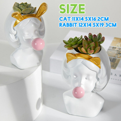 Creativo Gatto Coniglio Vaso Disposizione Dei Fiori Vaso In Resina Scultura Decorazione Della Casa Medio Bianco Orecchie di Gatto Tipo M-CAT precio
