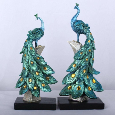 Peacock Resin Ornament Figurine Statue Sculpture Home Hotel Office Decor Gift #Large Peacock? & Nbsp; Blue (blue) big blue Large