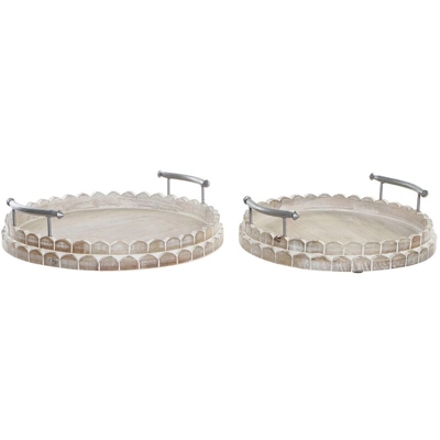 Vassoio DKD Home Decor Metallo Legno di mango (2 pcs)