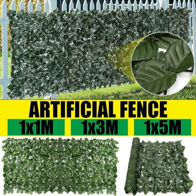 1 x 1 m Rullo per schermatura della privacy con siepe di foglie di edera artificiale da giardino