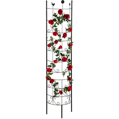 Griglia per Rampicanti, Semicircolare, da Piantare, Pannelli per Piante Spalliera da Giardino, H: 180 cm, Nera