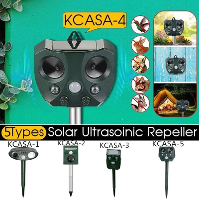 KCASA Solar Garden Repellente per animali ad ultrasuoni attivato Sensore di movimento impermeabile Repellente per il controllo dei parassiti a forma